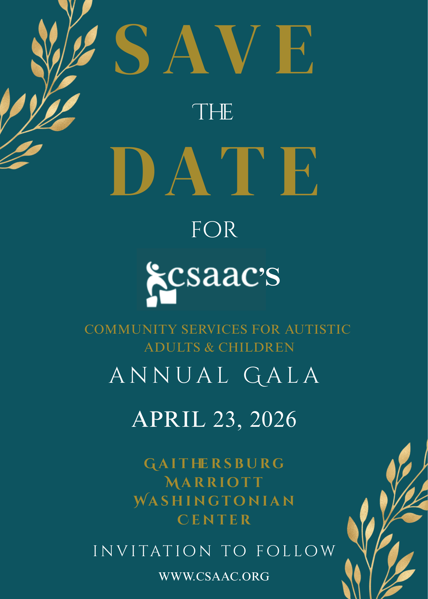 Save the Date - CSAAC 2026 Annual Gala - April 23, 2026