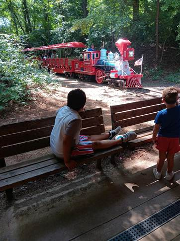 Youth riding the train at Wheaton Regional Park